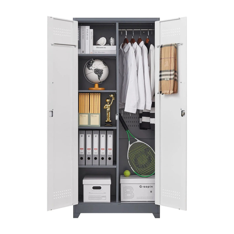Lockers With Locking Doors, Adjustable Shelves, High Broom Tool Storage Cabinet by HouseOfZazla