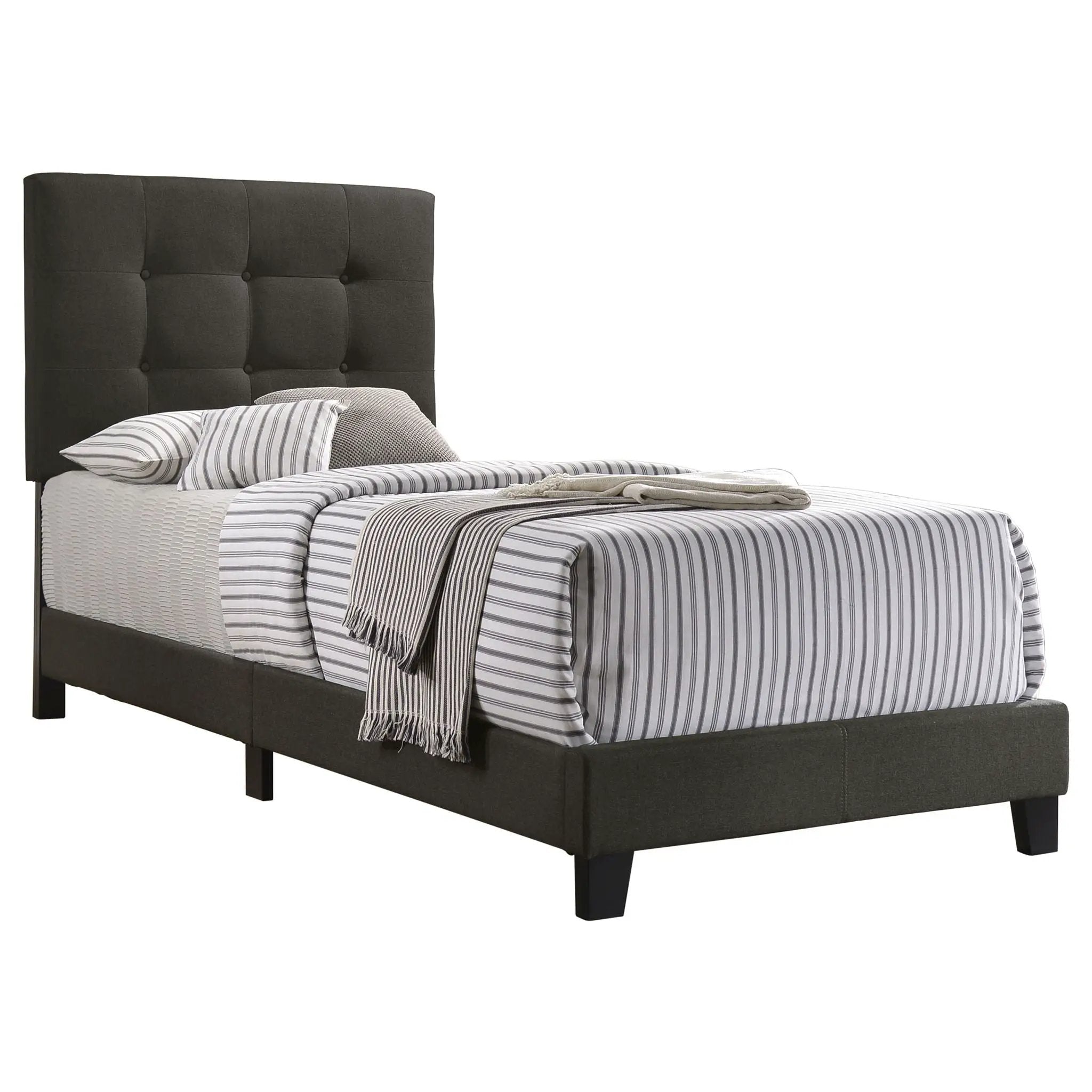 Mapes Upholstered Twin Panel Bed Charcoal by Unique Piece Furniture