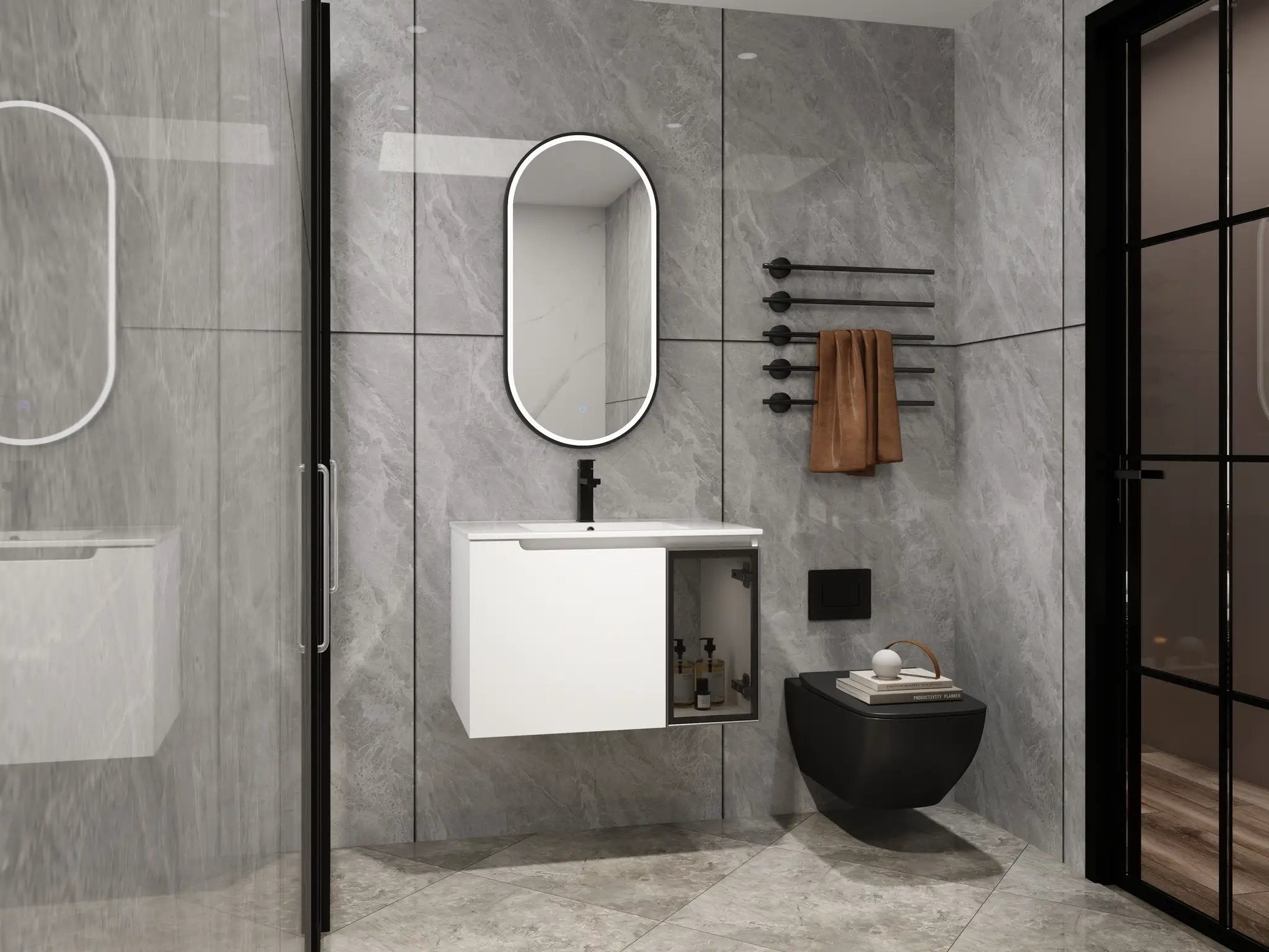 30" Wall-Mounted Bathroom Vanity With Ceramic Sink, Glossy by HouseOfZazla