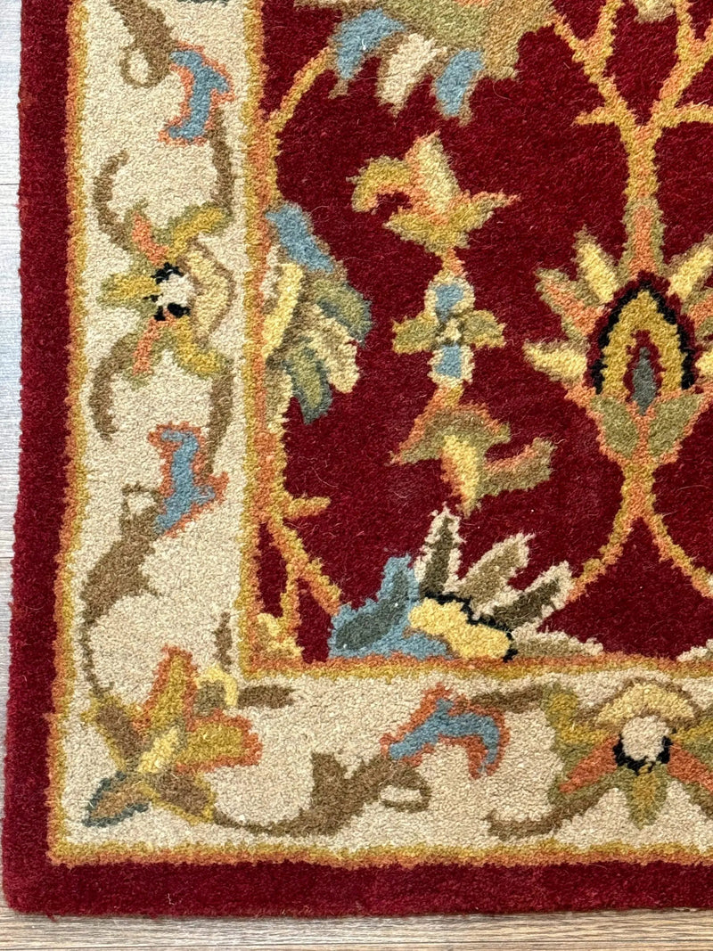 Small Floral Wool Rug 2x3, Safavieh Heritage Collection, Dark Red & Cream by Jewel Rugs