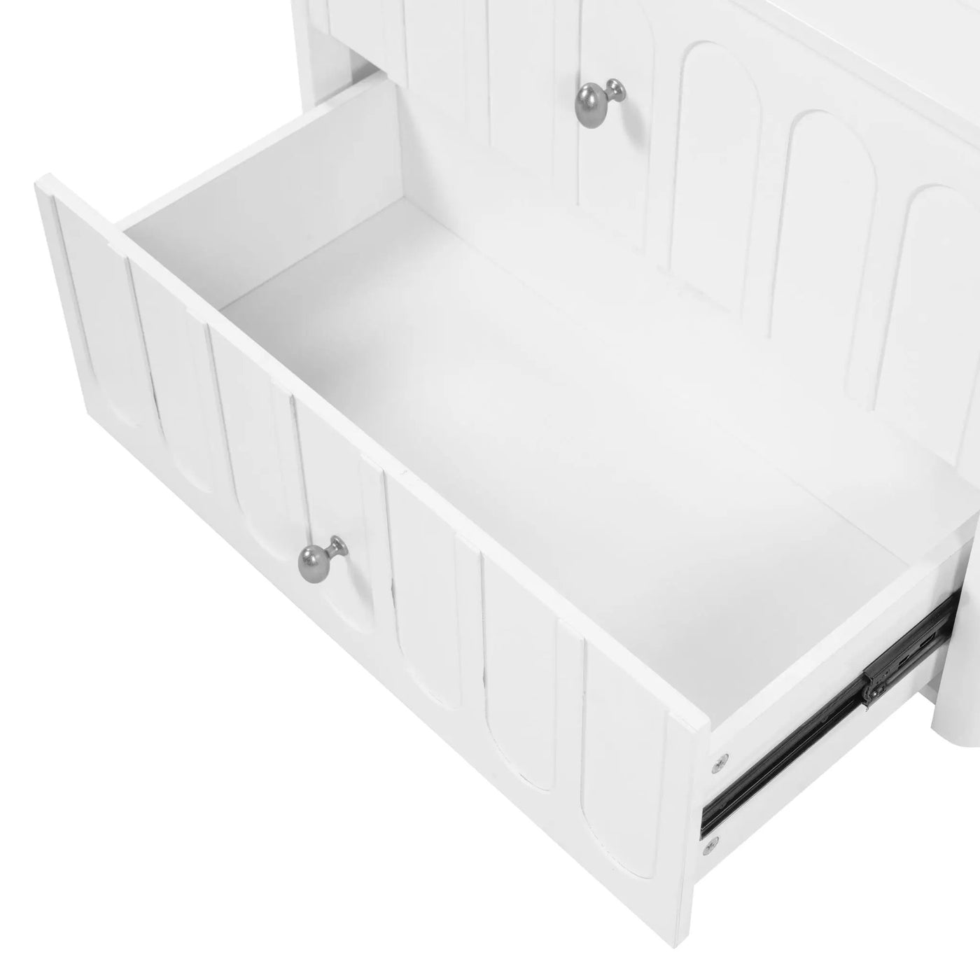 Floating Bathroom Vanity With Oval Knobs & Round Edge, Soft Close Drawer Slides by HouseOfZazla