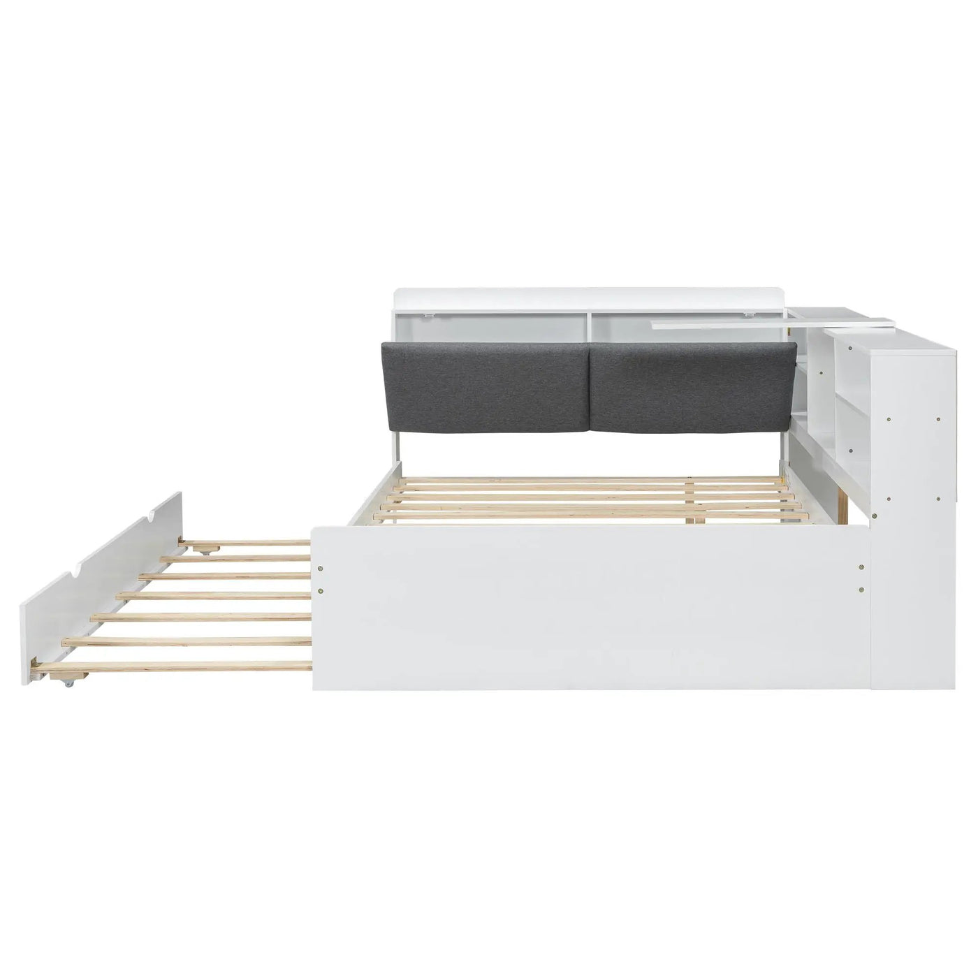 Platform Bed With Trundle, Shelves, And Storage Headboard by HouseOfZazla