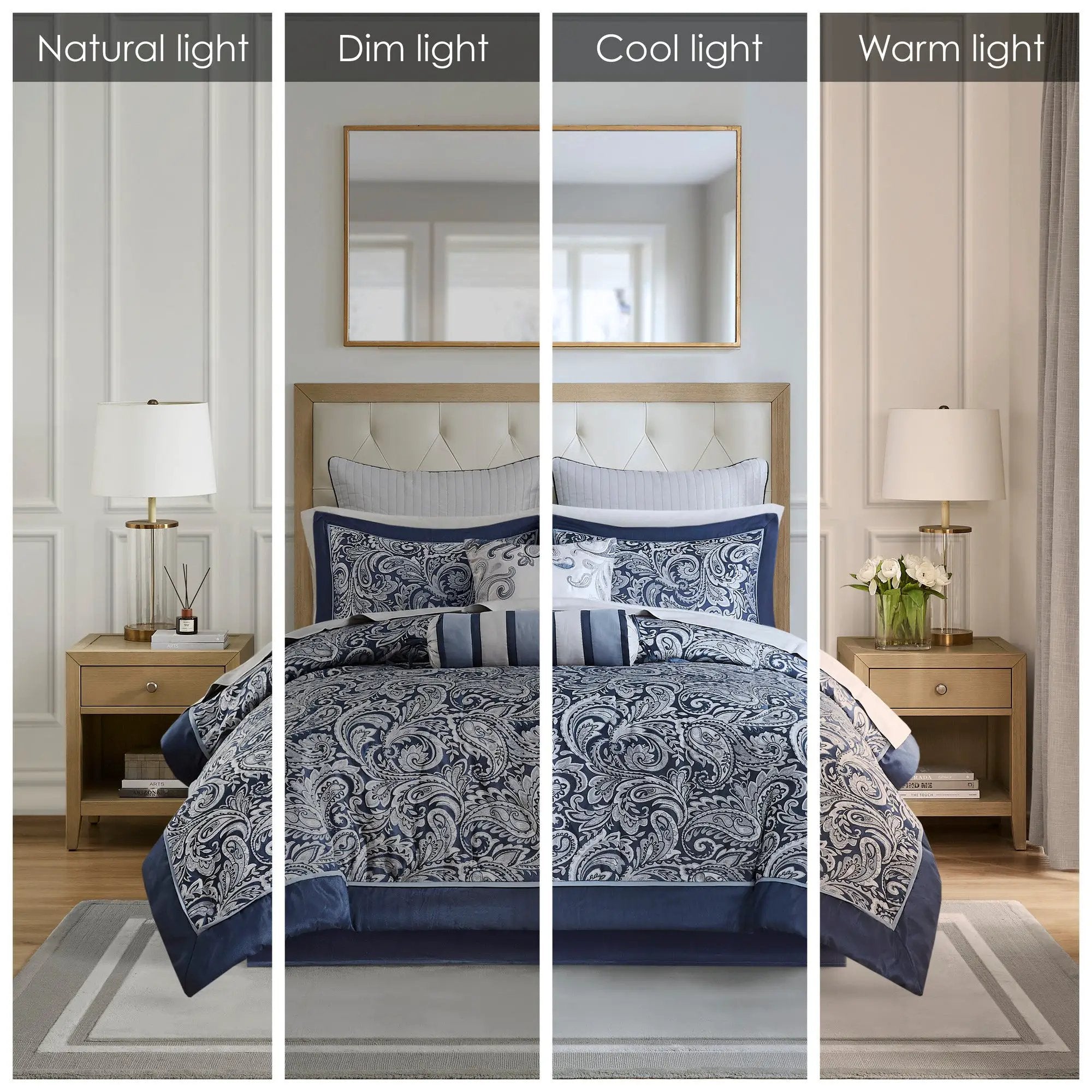 12 Piece Comforter Set with Cotton Bed Sheets Navy Cal King by HouseOfZazla
