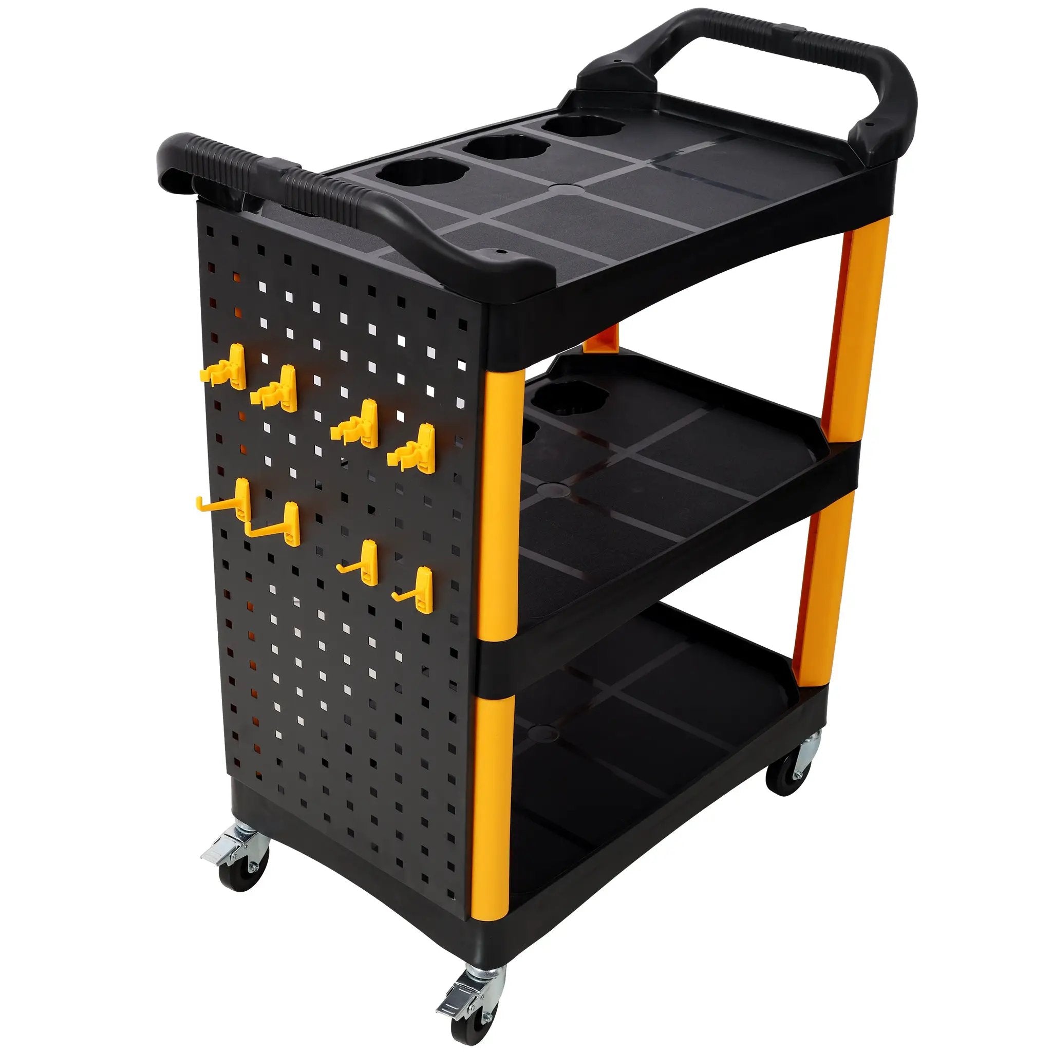 3 Tier Rolling Auto Detail Cart With Wheels - Yellow & Black by HouseOfZazla