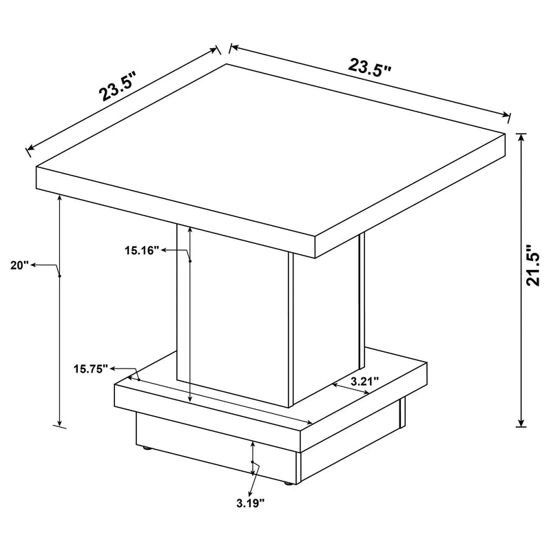 Mbala - Square Pedestal End Table - Cappuccino by HouseOfZazla