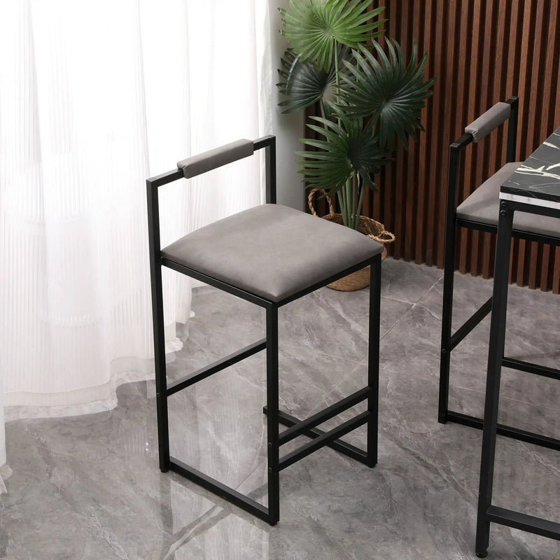 Elegant Bar Stool Set With Backrest And Footrest, Counter Height (Set of 2) by Unique Piece Furniture