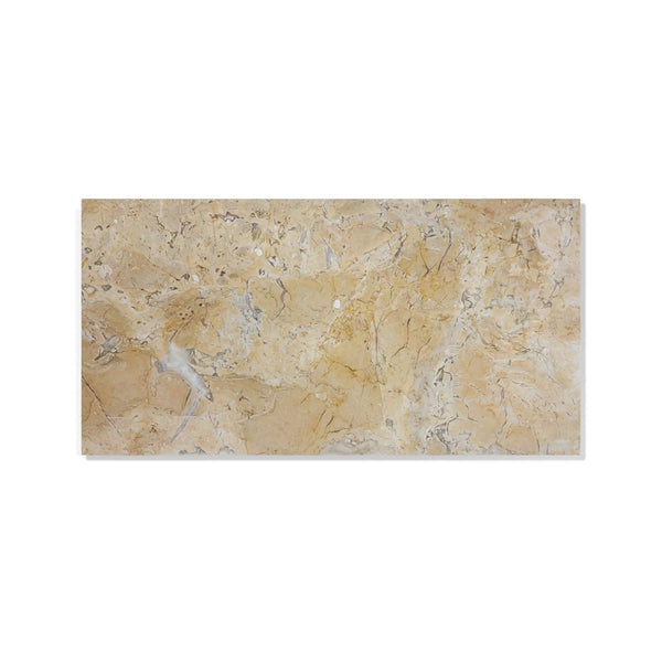 Marble Tile For Floor And Wall Honed 12 x 24" Stone (Set of 4) - Beige / Gold