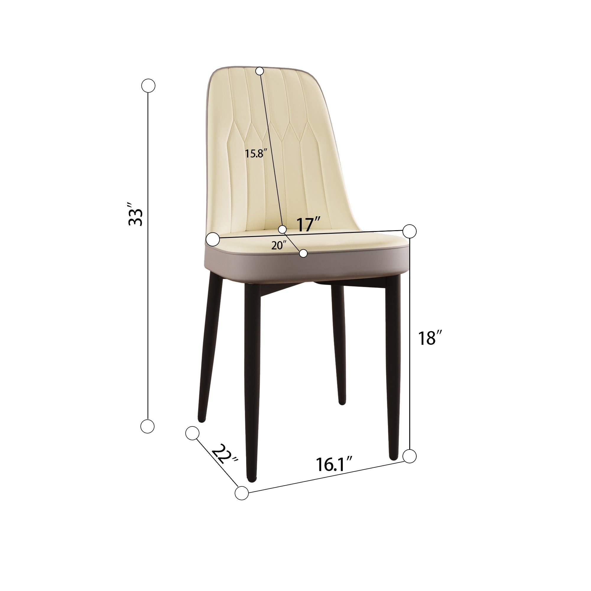 Modern Dining Chair With Cushions And Metal Legs by Unique Piece Furniture