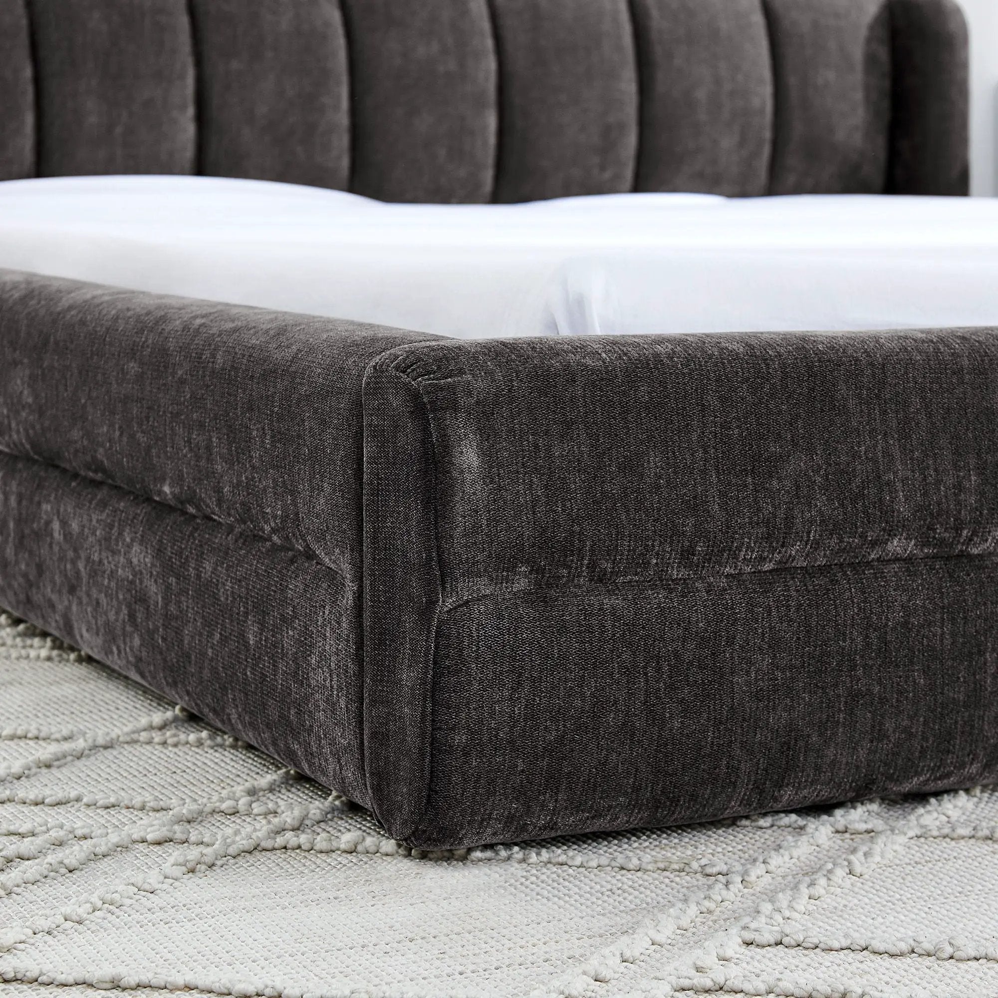 Modern Upholstered Bed Frame With Thick Fabric And Headboard by Unique Piece Furniture