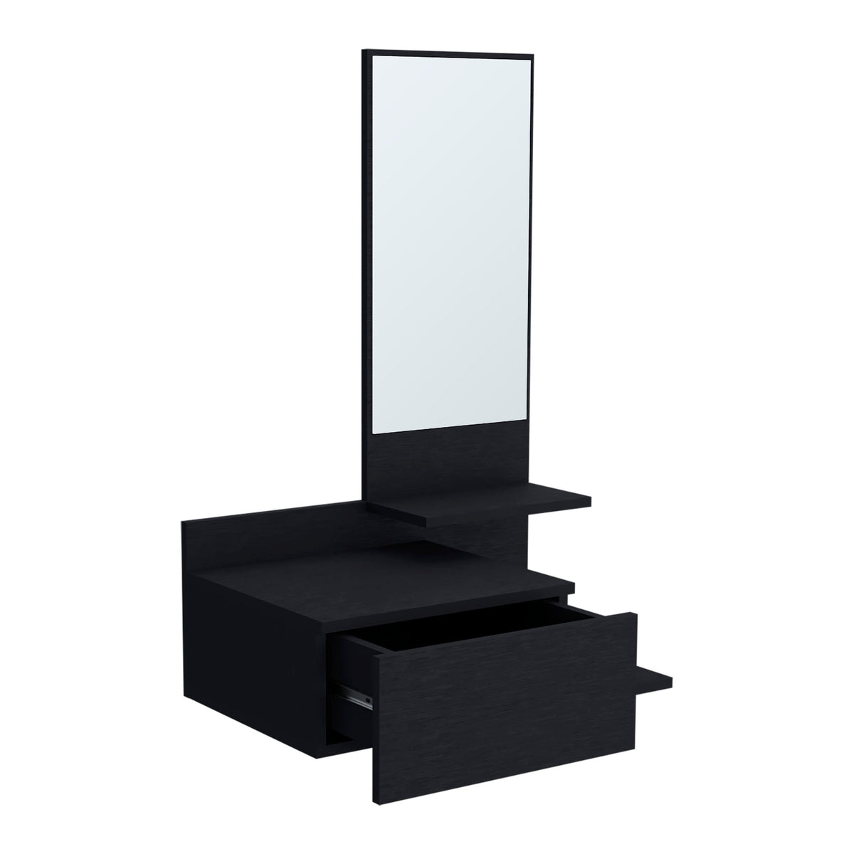Lowell Floating Hallway Cabinet with Mirror and Storage - White or Black, photo 9 of 16