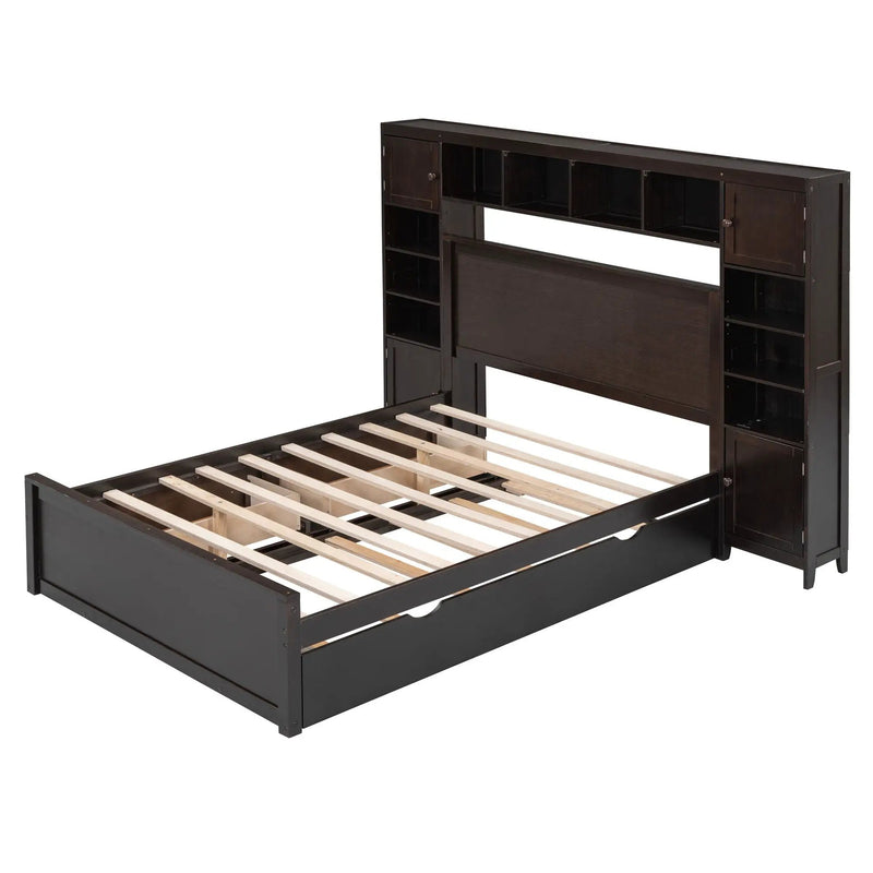 Bed With All In One Cabinet, Shelf And Sockets, Trundle by HouseOfZazla