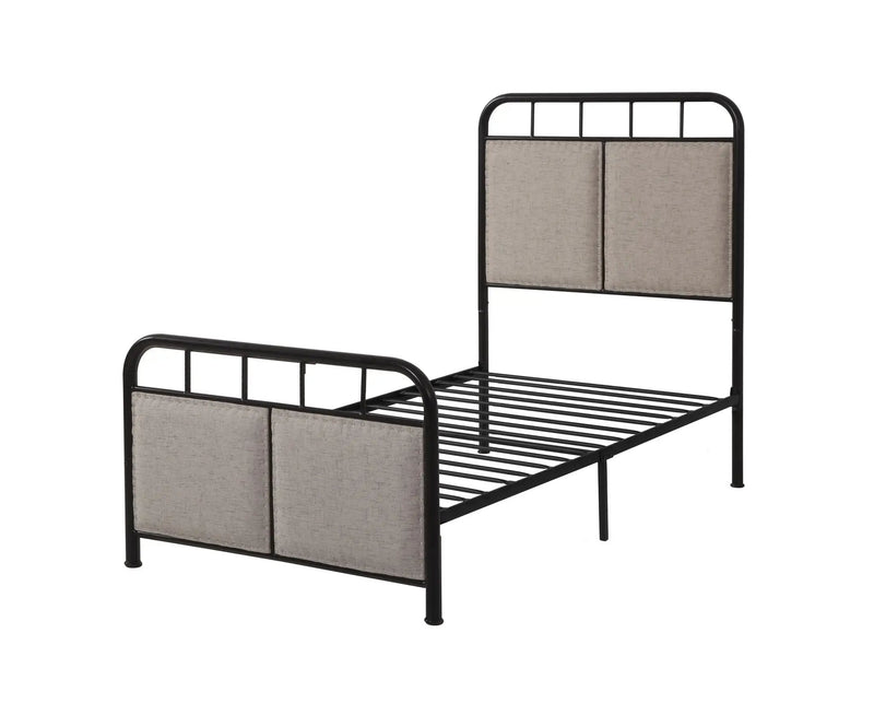 Twin Size Linen Upholstered Platform Metal Bed Frame With Fabric Headboard And Footboard - Brown by Unique Piece Furniture