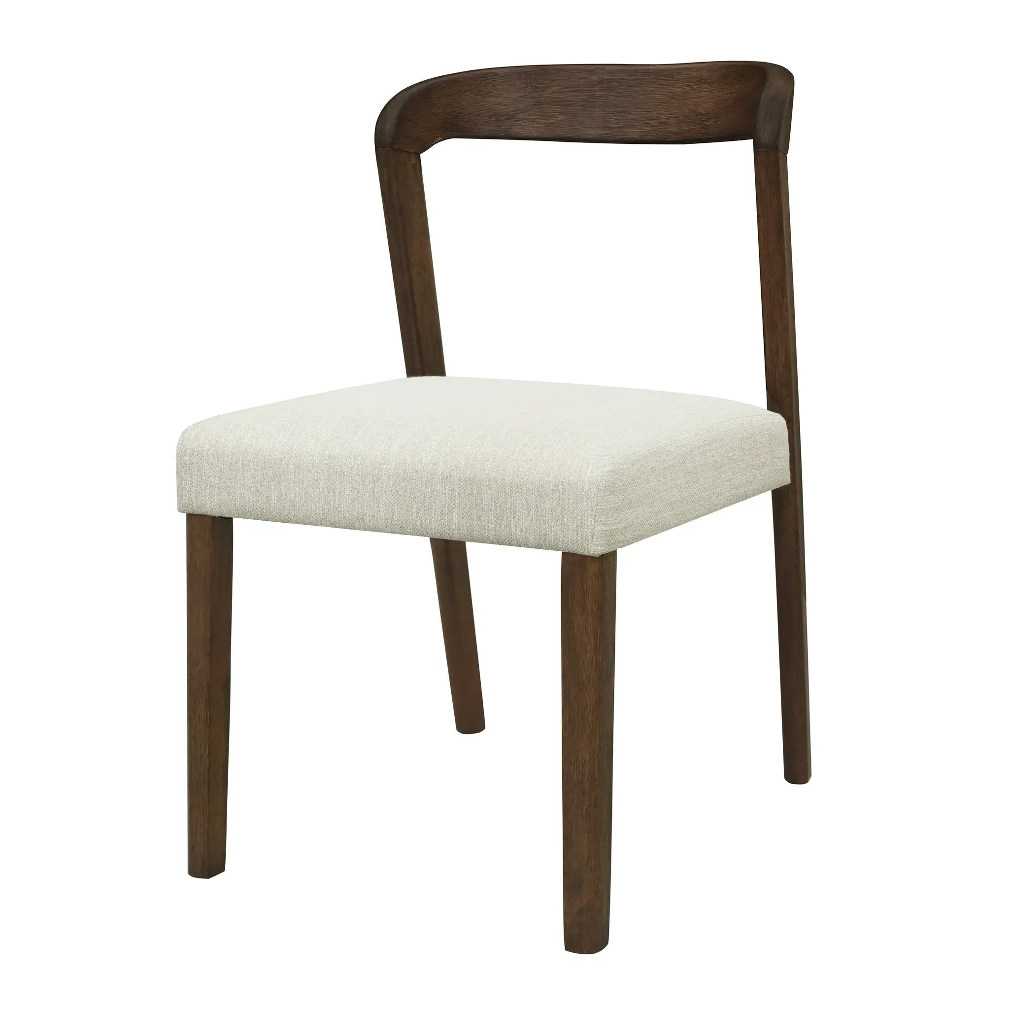 Solid Rubber Wood Dining Chairs (Walnut + Beige) Set of 2 by HouseOfZazla