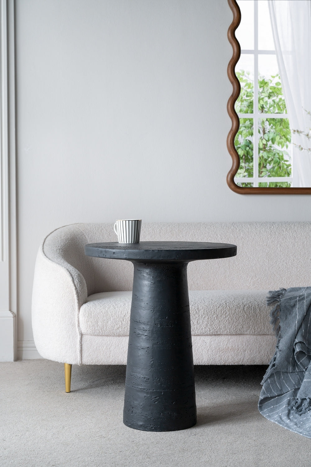 Black Round Side Table with Pedestal Base by BLAKHOM