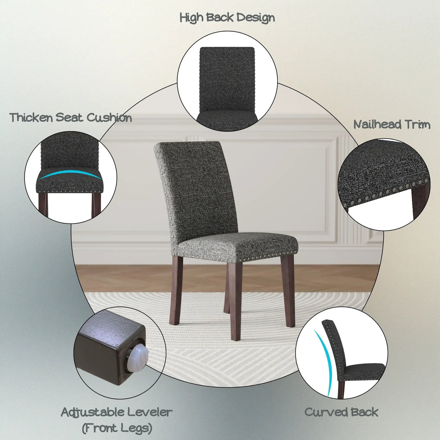 Upholstered Dining Chair With High Back Design (Set of 2) by HouseOfZazla