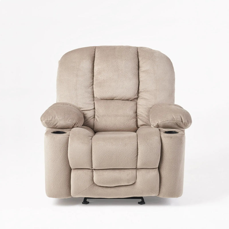 Luxurious Manual Recliner Chair With Skin-Friendly Fabric And Dual Cup Holders by Unique Piece Furniture