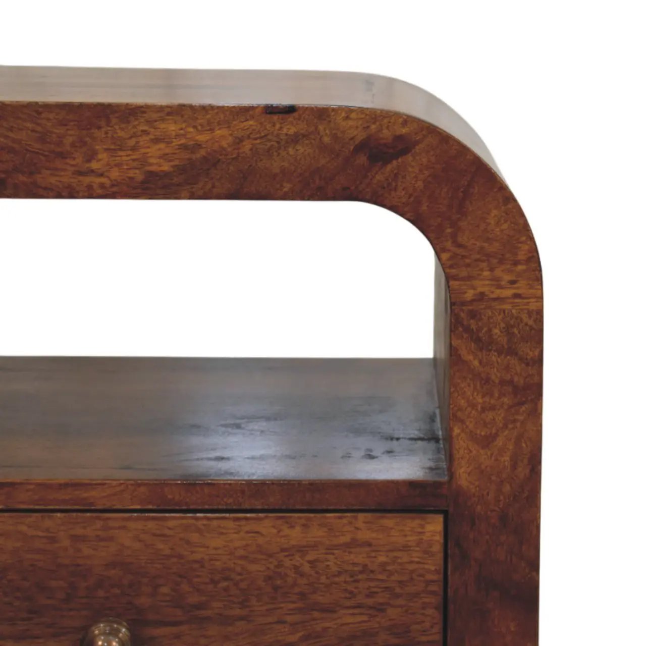 Solid Wood Darcy Nightstand, 1 Drawer and Open Shelf, Chestnut by HouseOfZazla