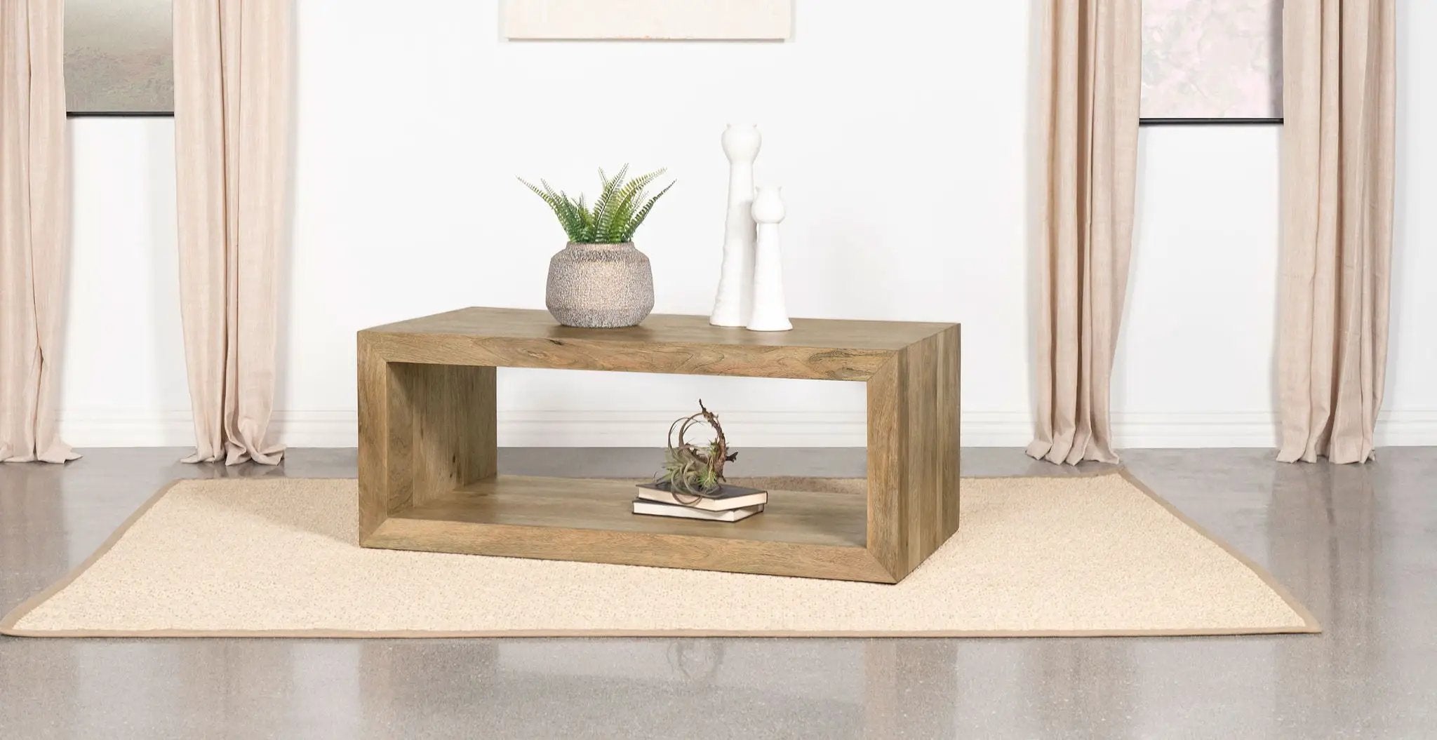 Benton Rectangular Solid Wood Coffee Table Natural by Unique Piece Furniture