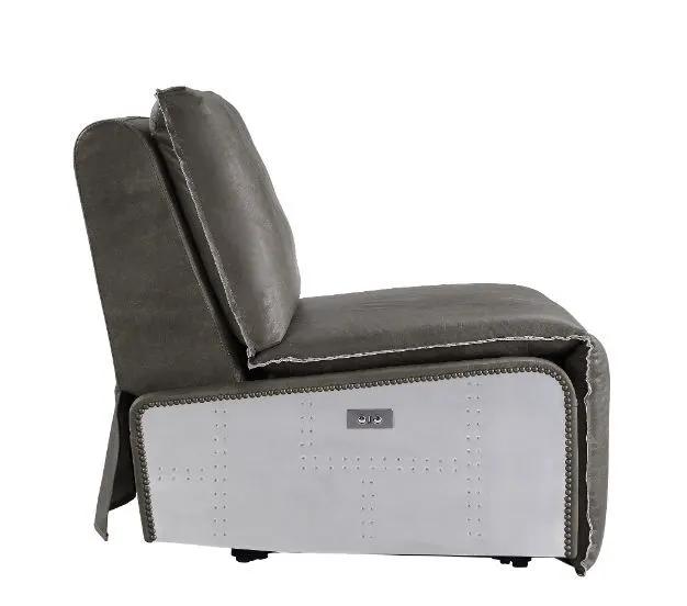 Metier - Power Motion Recliner - Gray Top Grain Leather & Aluminum by Unique Piece Furniture