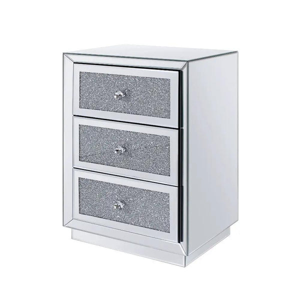 Noralie - 26" Accent Table - Mirrored, Faux Diamonds