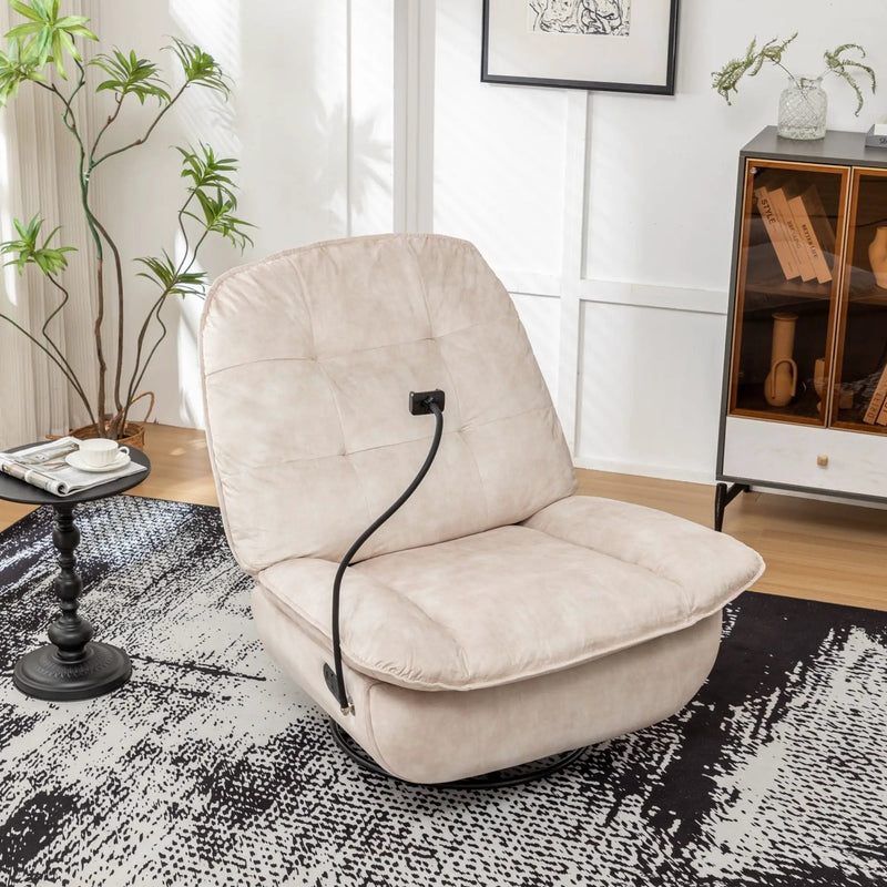 Modern Swivel Gliding Recliner Chair With Rocking Function And Phone Holder, Large Comfortable by Unique Piece Furniture