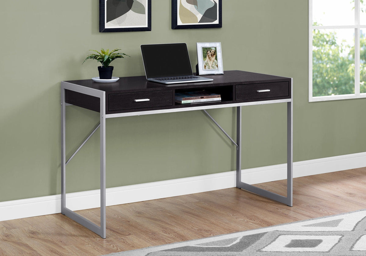 Computer Desk with Storage Drawers for Home Office - Dark Brown, Light Brown, or White, photo 9 of 12