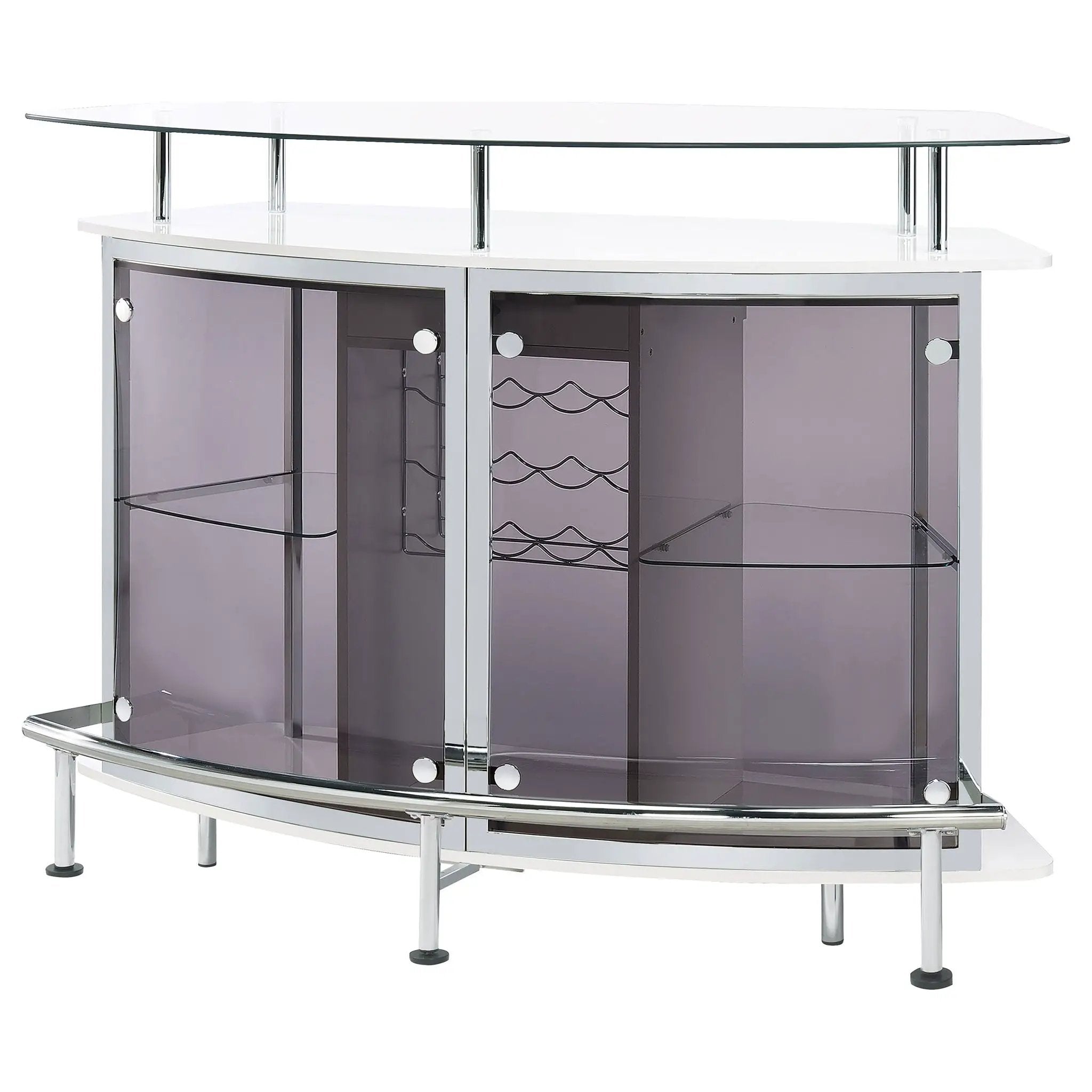 Gideon Curved Glass Top Home Bar Cabinet White High Gloss by Unique Piece Furniture