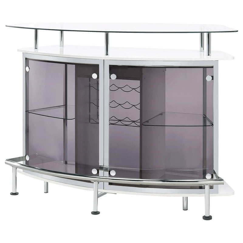 Gideon Curved Glass Top Home Bar Cabinet White High Gloss by Unique Piece Furniture