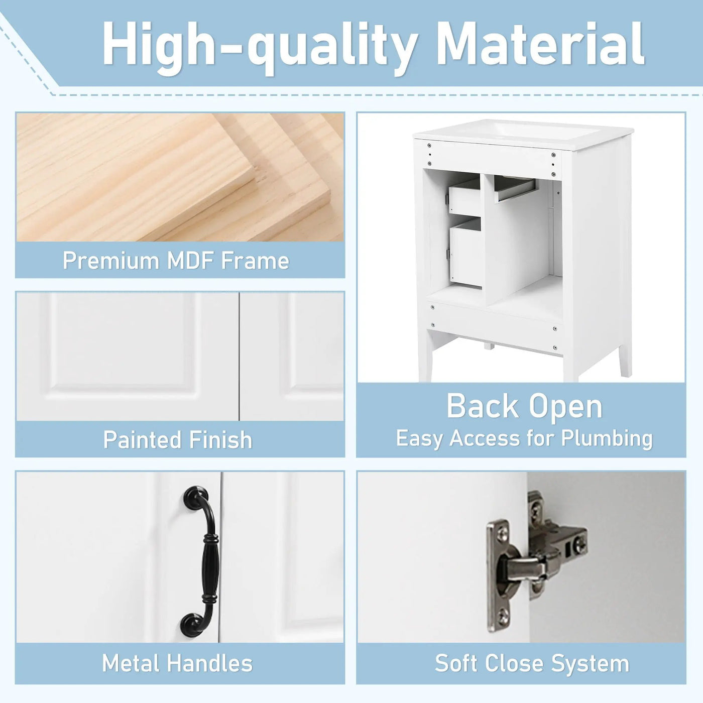Retro Bathroom Vanity With Sink, Soft Closing Cabinet & Drawers by HouseOfZazla