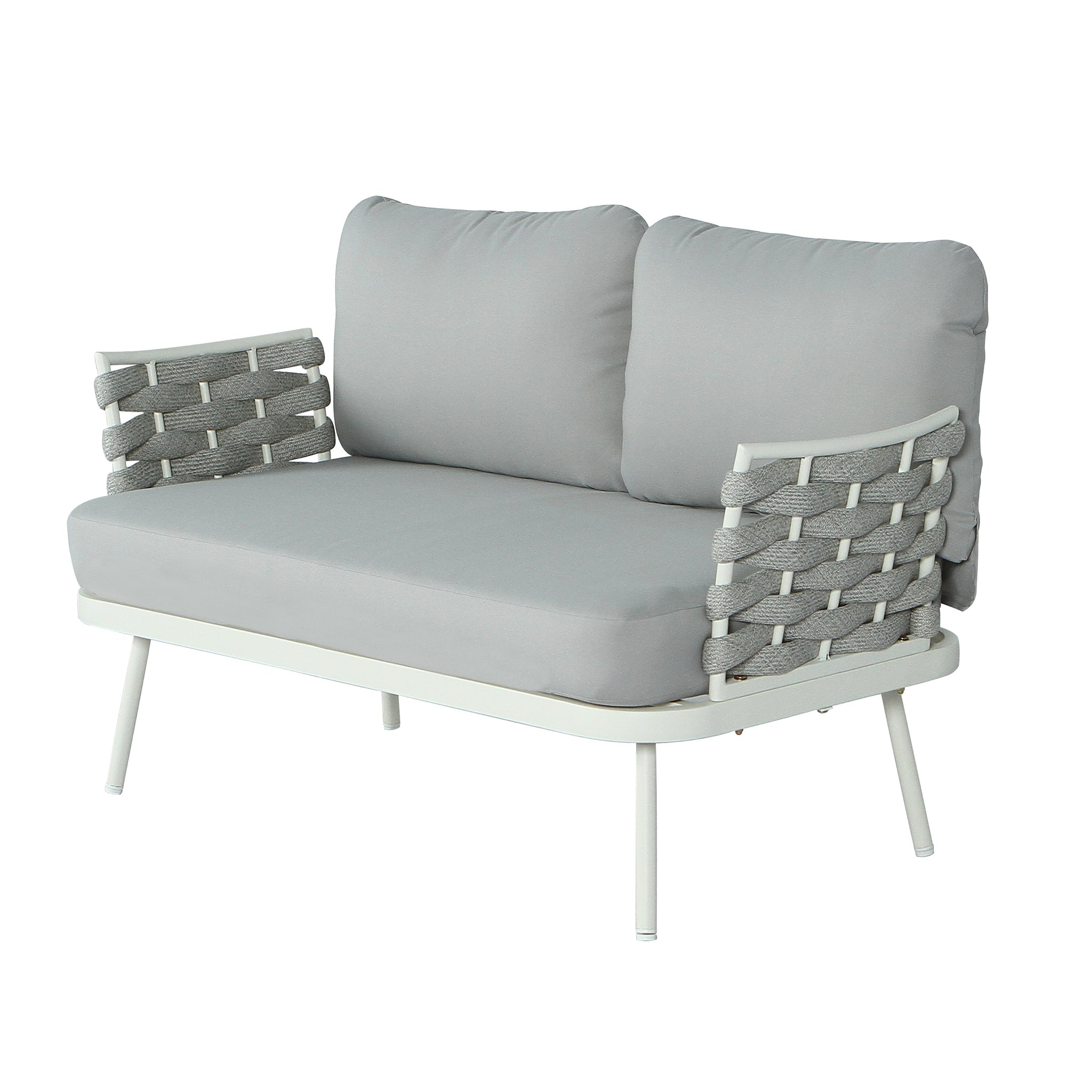 Mariano Steel 4-Pieces Conversation Set, Off White & Grey by HouseOfZazla