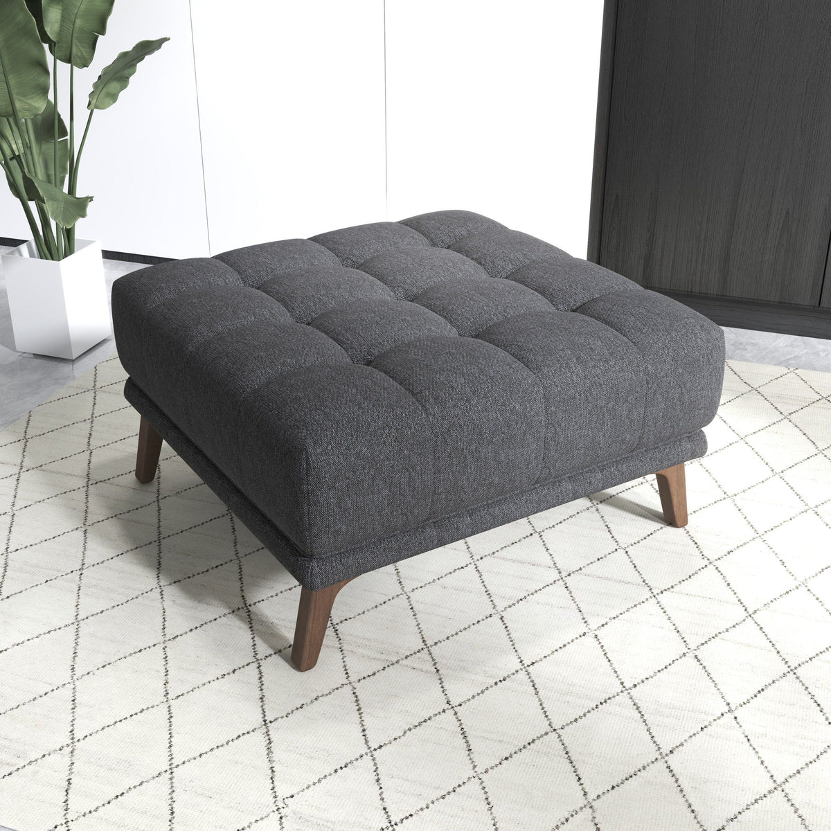 Addison Square Upholstered Ottoman with Mid-Century Design - Gray or Dark Gray, photo 11 of 19