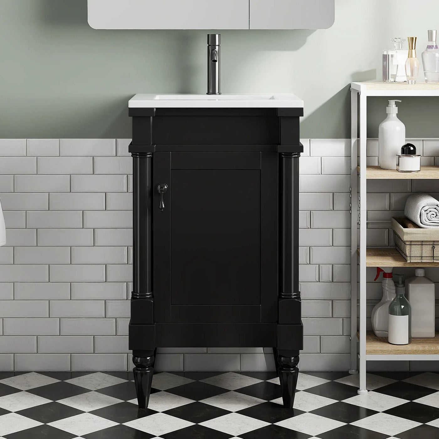 Bathroom Vanity With Sink, Storage Cabinet With Door, Drop In Sink, Compact Freestanding Design by Unique Piece Furniture