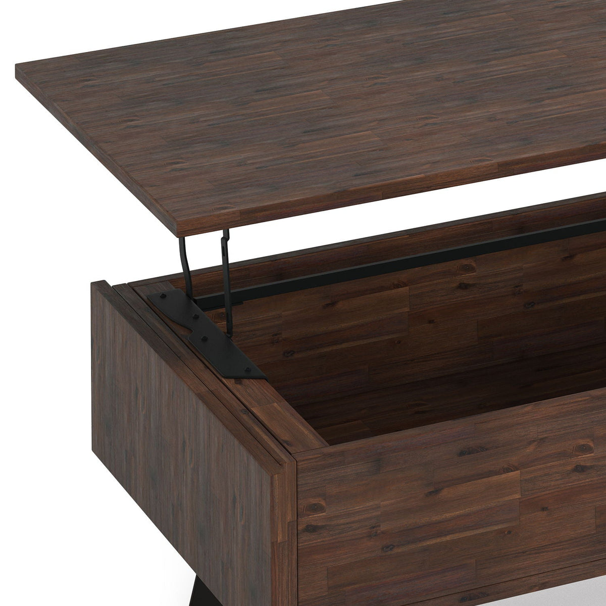 Lift Top Coffee Table with Storage Compartment - Distressed Charcoal Brown, photo 5 of 11