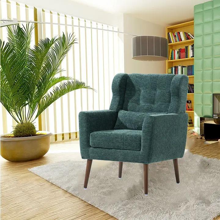 Modern Accent Chair, Arm Chairs For Living Room, Upholstered Mordern Armchair, Comfy Soft Padded Lounge Chair In Small Space, Bedroom, With Pillow, Solid Wood Leg by Unique Piece Furniture