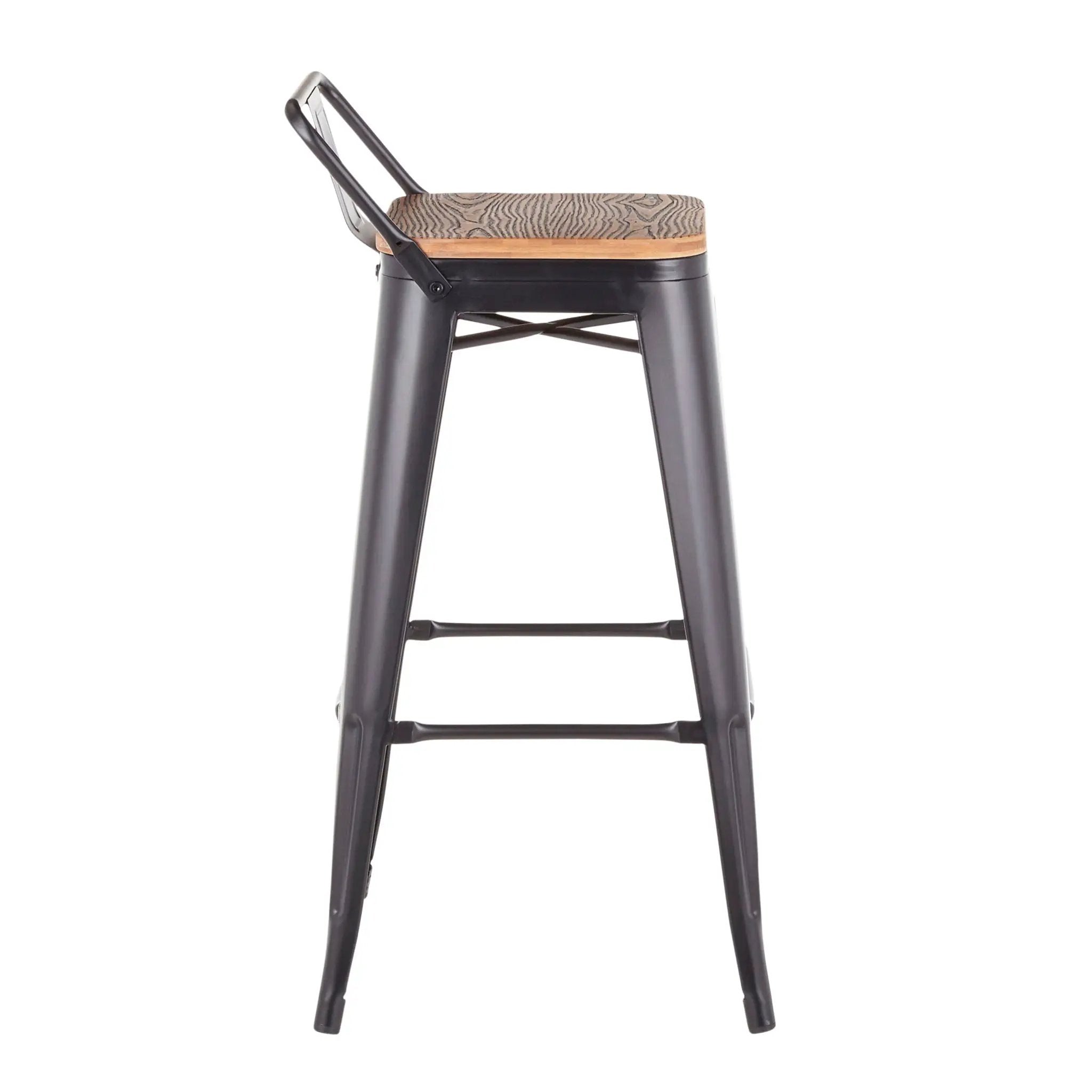 Oregon - Industrial Low Back Barstool (Set of 2) - Black by HouseOfZazla