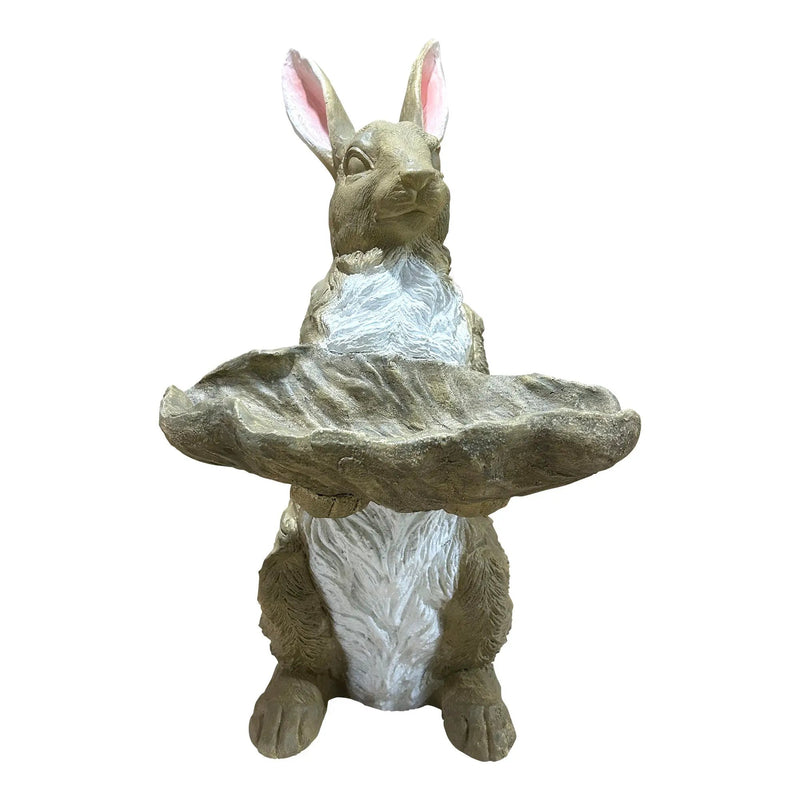 Magnesium Oxide Bunny Statue Holding Decor by HouseOfZazla