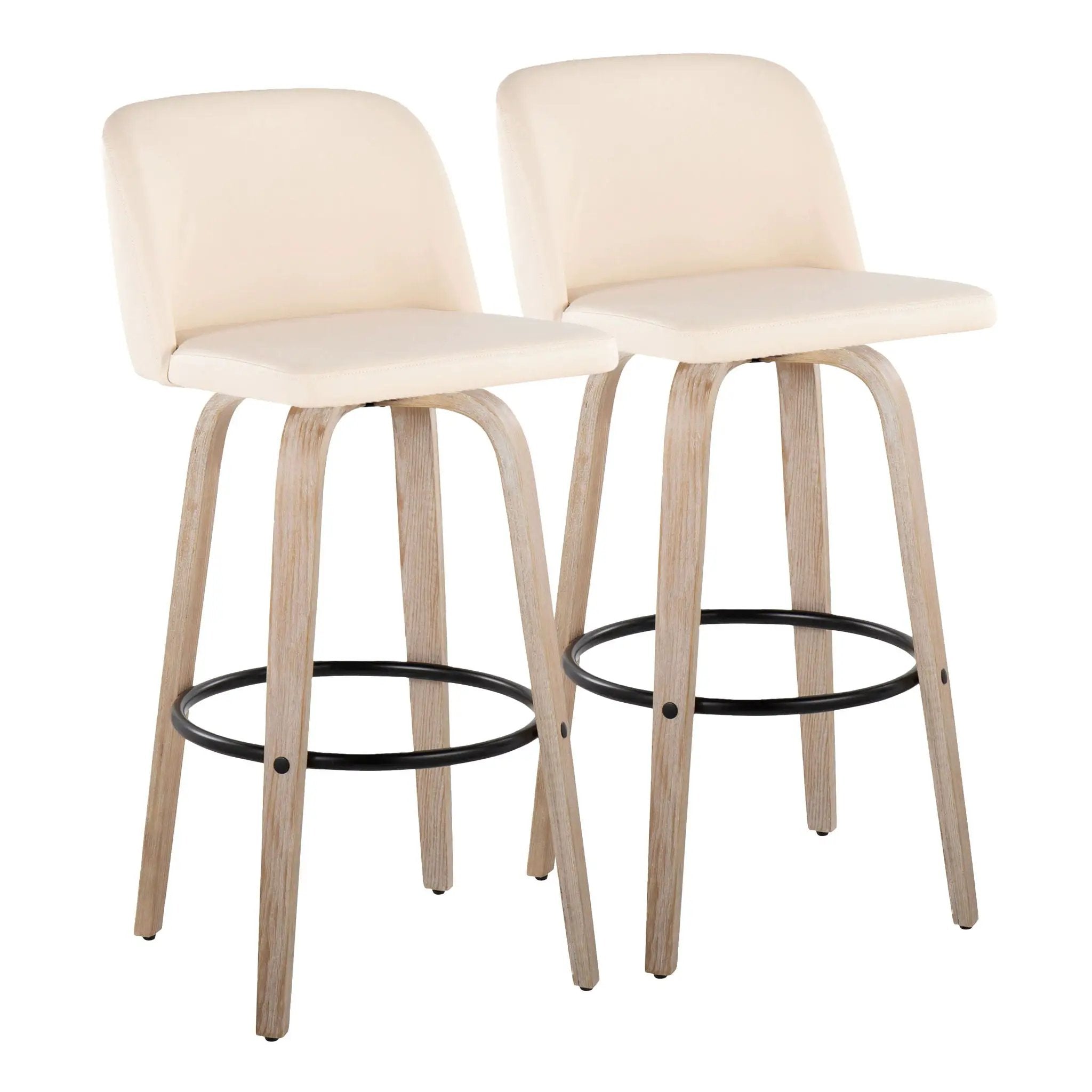 Toriano - Mid-Century Modern Fixed Height BarStool With Round Footrest (Set of 2) by Unique Piece Furniture