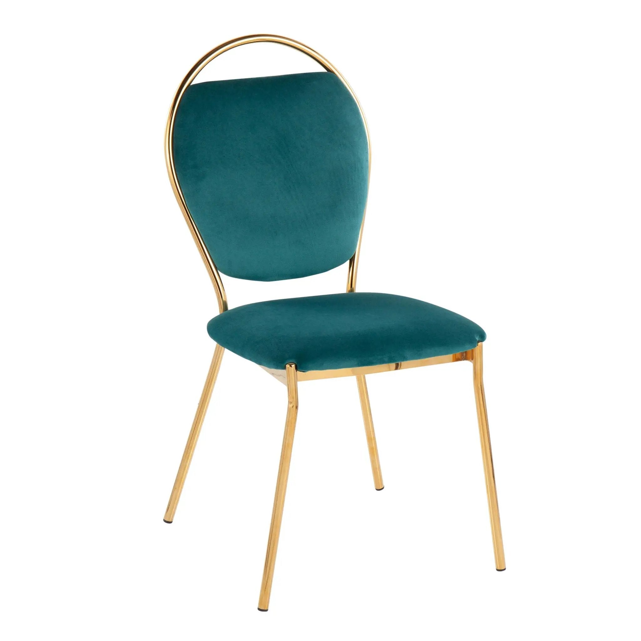 Keyhole - Contemporay / Glam Dining Chair (Set of 2) - Gold / Green by Unique Piece Furniture