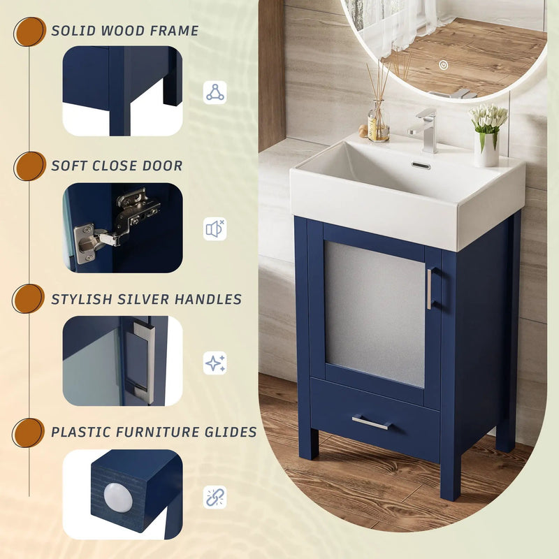 Bathroom Vanity With Ceramic Sink And Ample Storage, Ideal For Small Bathrooms by Unique Piece Furniture