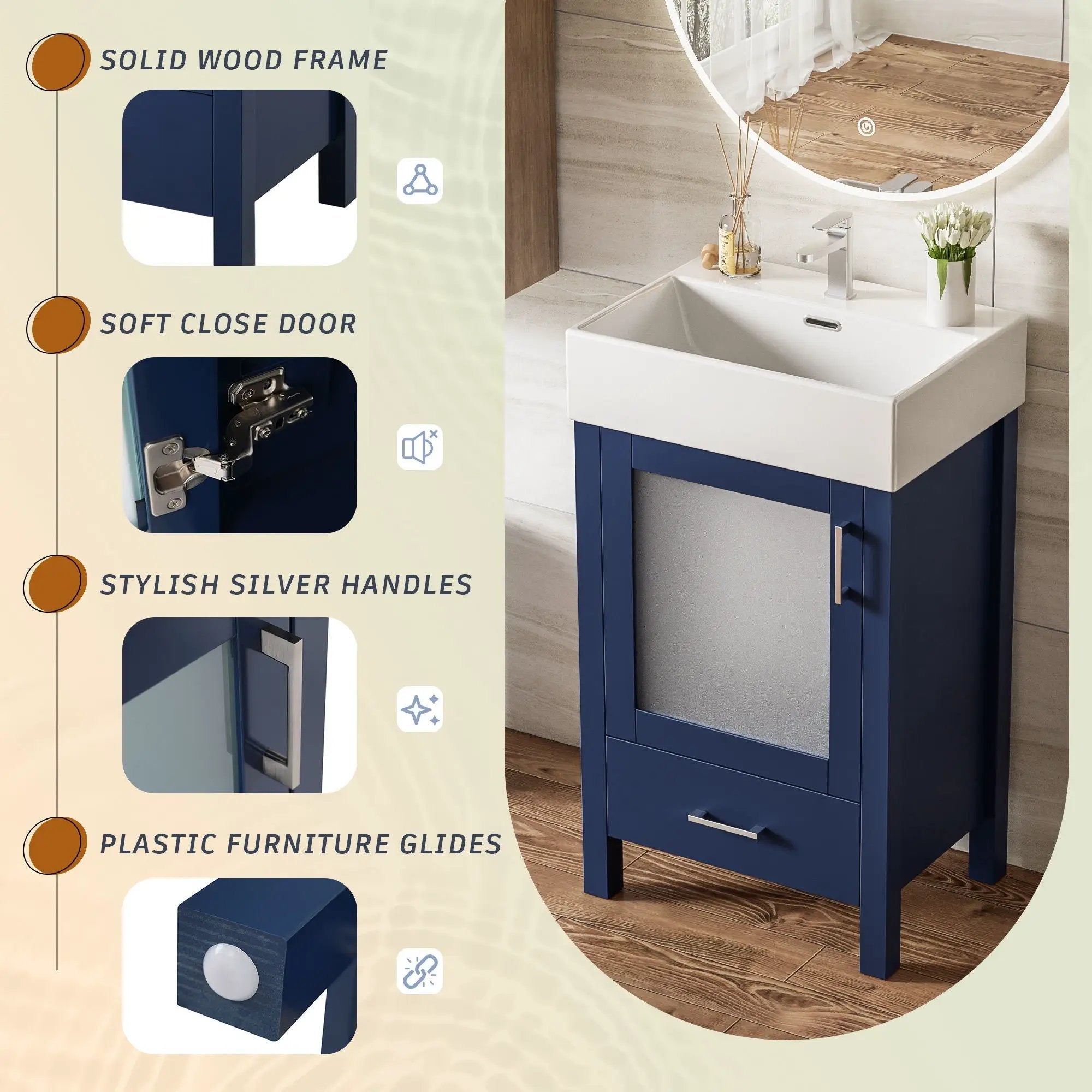 Bathroom Vanity With Ceramic Sink And Ample Storage, Ideal For Small Bathrooms by HouseOfZazla
