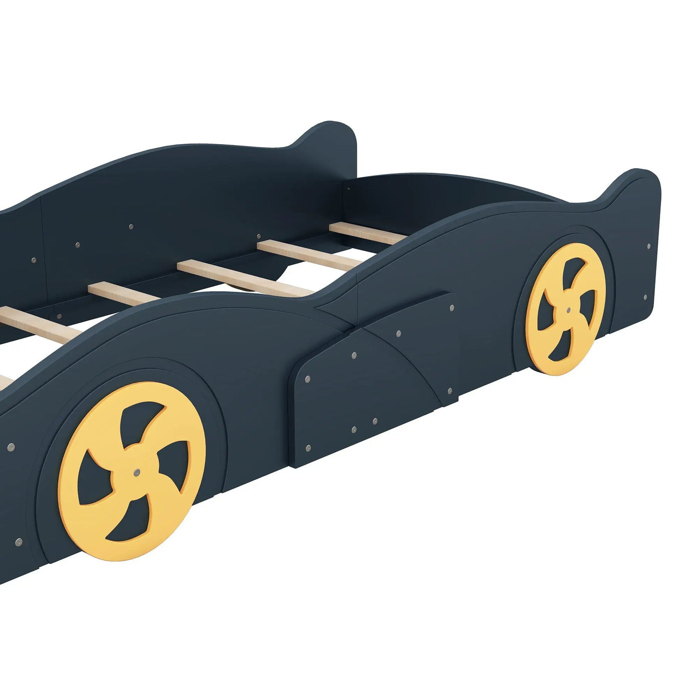 Race Car Shaped Platform Bed With Wheels And Storage by HouseOfZazla
