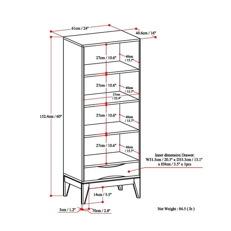 Harper - Bookcase With Storage - Walnut Brown by HouseOfZazla