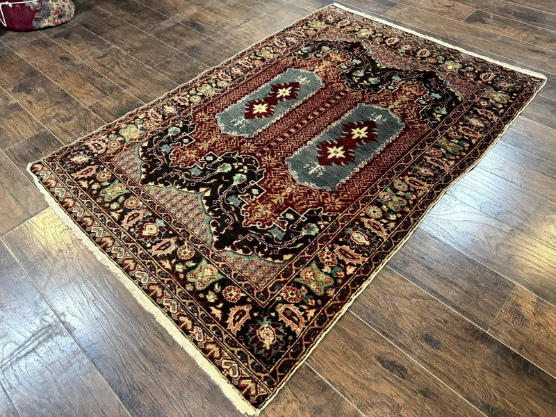 Antique Turkish Rug 4x6, Unique Rare Carpet by Jewel Rugs