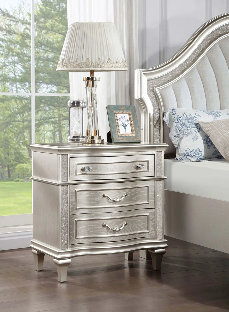 Evangeline 3-drawer Nightstand Silver Oak by Unique Piece Furniture