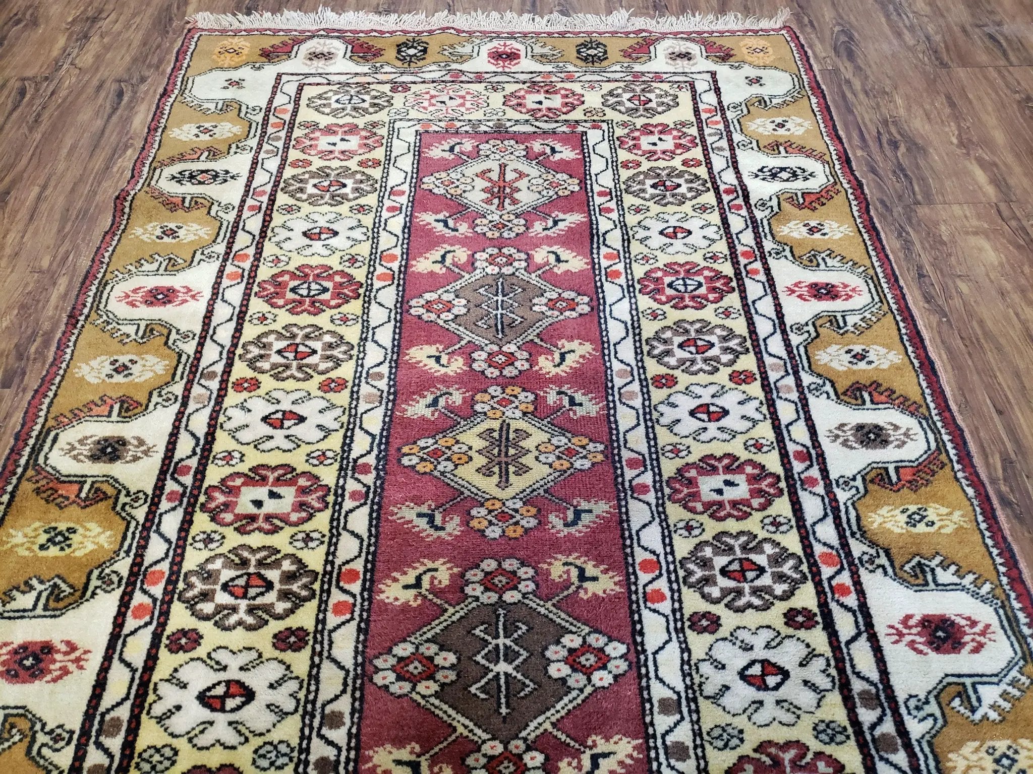 Turkish Caucasian Rug 4x7, Wool Turkish Talish Carpet, Geometric Rug by Jewel Rugs