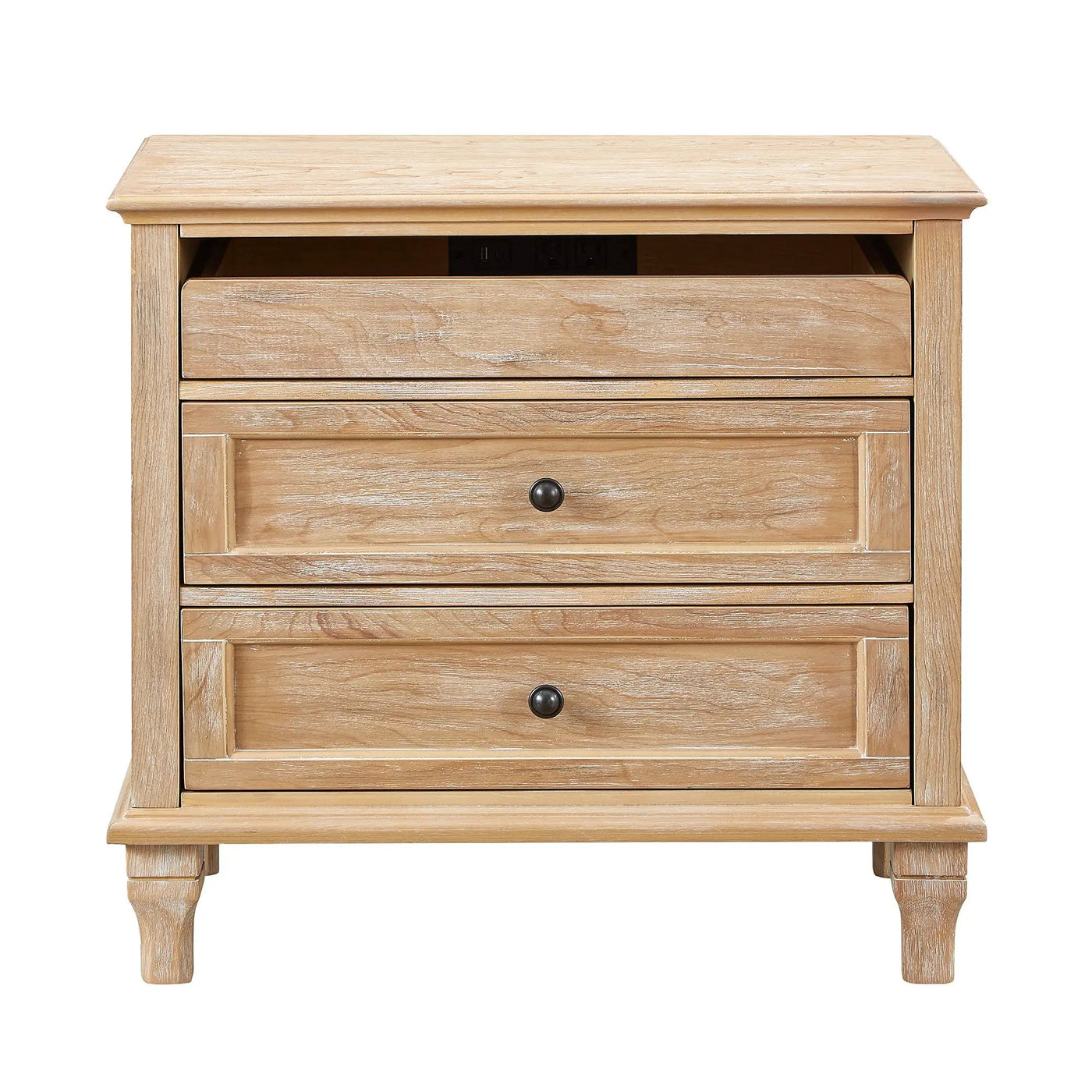 28" Wood Nightstand with Charging Station by HouseOfZazla