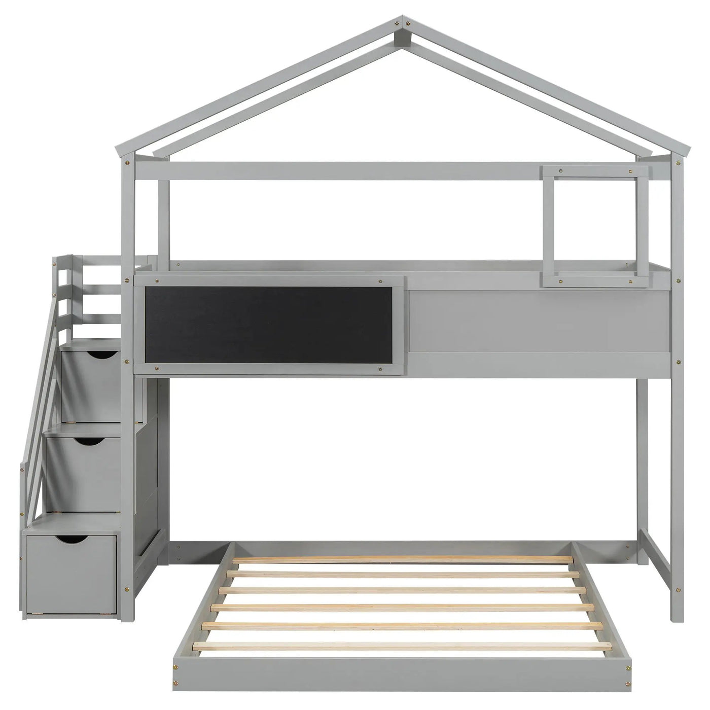 House Style Bunk Bed With Storage Staircase And board by HouseOfZazla
