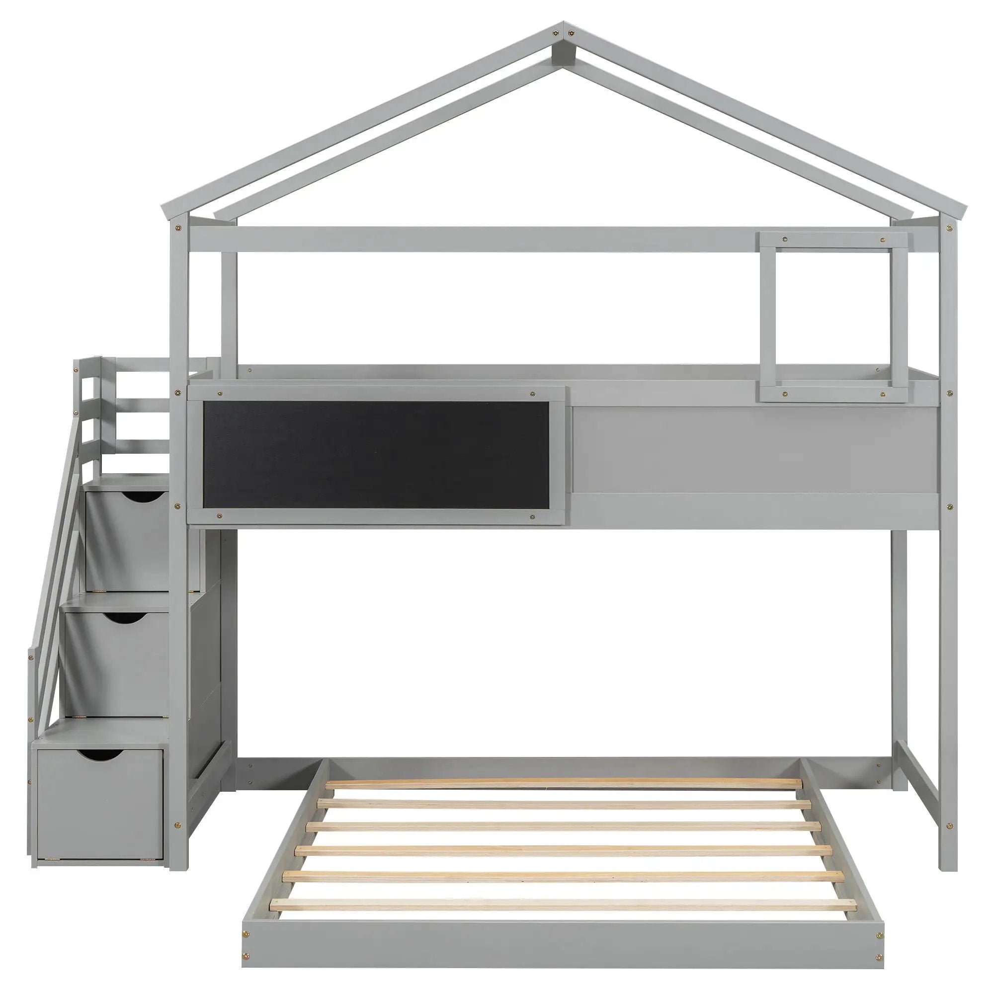 House Style Bunk Bed With Storage Staircase And board by HouseOfZazla