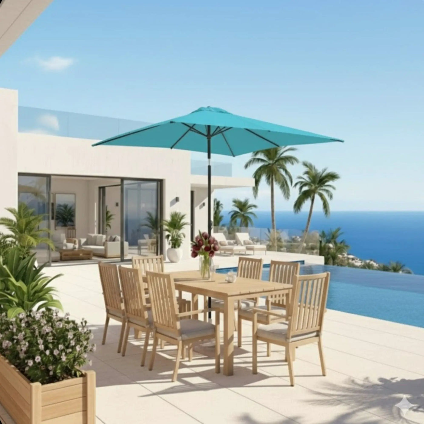 Rectangular Patio Umbrella With Crank Tilt, Polyester UV-Resistant Canopy by HouseOfZazla