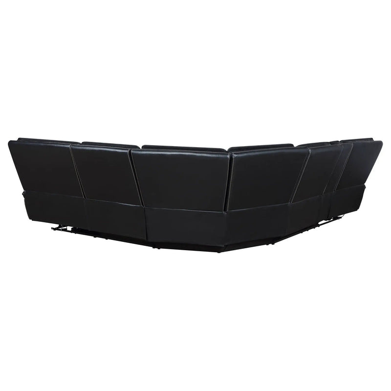 Hewitt Leather Dual Power Reclining Sectional Sofa Black by Unique Piece Furniture